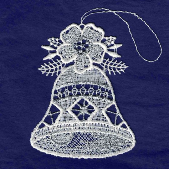 White and Silver Lace Christmas Bell Ornament ~ 3-1/2" 