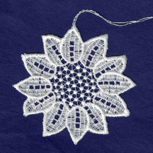 White Lace Sunflower Ornament ~ 3" 