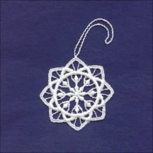 Petite White Lace Rounded Snowflake Ornament ~ 2" 