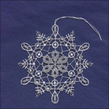 Silver and White Lace Loop and Flower Snowflake Ornament ~ 3-1/2" 