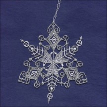 Silver and White Lace Scrolled Snowflake Ornament ~ 3-3/4" 