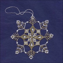 Gold and White Lace Open Snowflake Ornament ~ 3-1/2" 