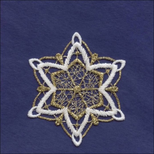 Gold and White Lace Fancy Snowflake Ornament ~ 3-1/4" 