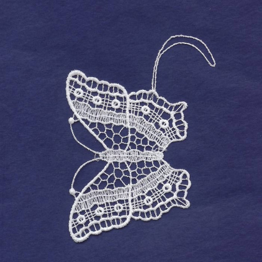 White Lace Butterfly Ornament ~ 3-1/4" 