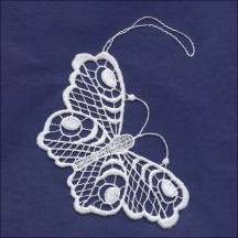 White Lace Butterfly Ornament ~ 4" 