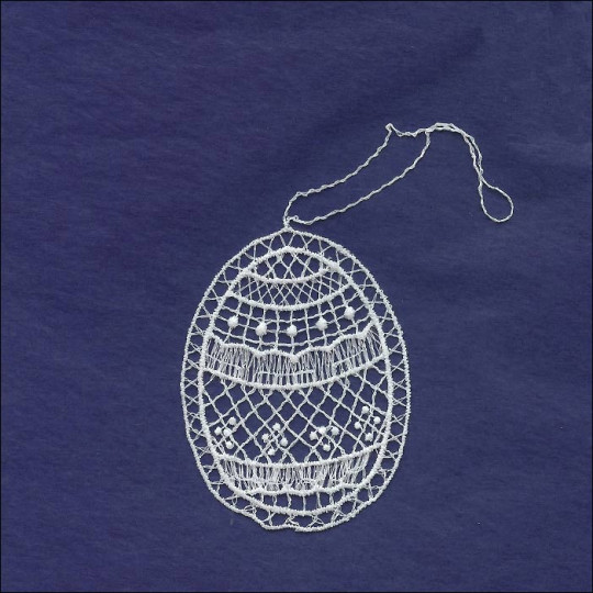 Petite White Lace Geometric Easter Egg Ornament ~ 2-5/8" 
