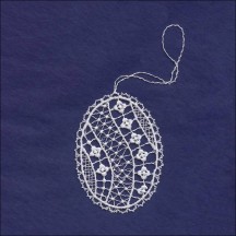 Petite White Lace Striped Floral Easter Egg Ornament ~ 2-5/8" 