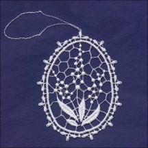 White Lace Lily of the Valley Floral Easter Egg Ornament ~ 3-3/4" 