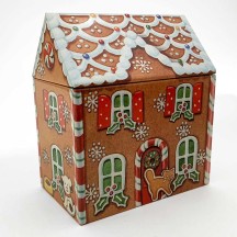 Metal Gingerbread House Gift Tin ~ 5-1/2" tall
