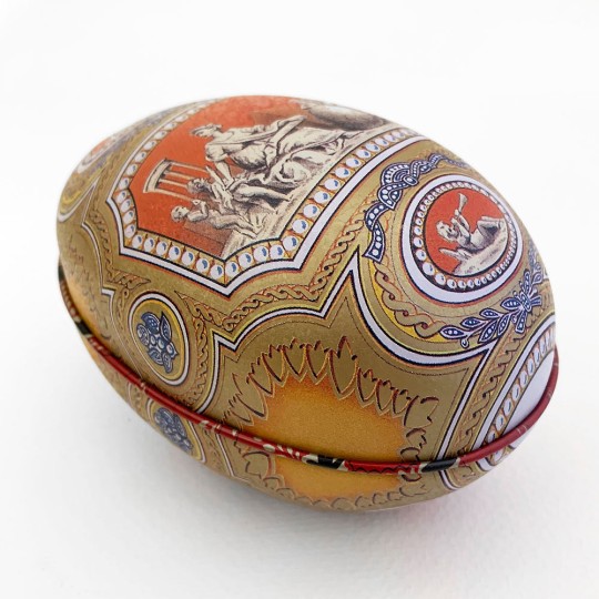 Ancient World Faberge Egg Metal Easter Tin ~ 4-1/4" tall