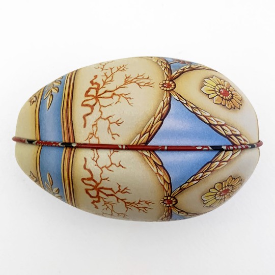 Pastel Trompe-l'œil Faberge Egg Metal Easter Tin ~ 4-1/4" tall