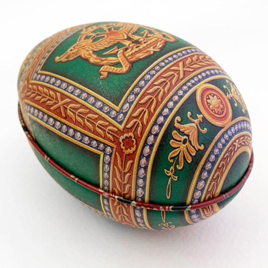 Green Griffins Faberge Egg Metal Easter Tin ~ 4-1/4" tall