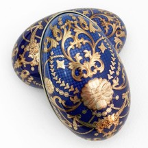 Blue Russian Metal Easter Egg Tin ~ 4-1/4" tall