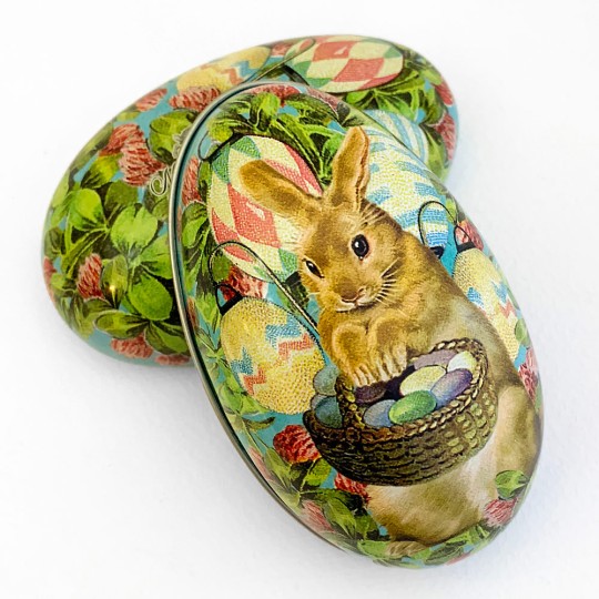 Vintage Style Metal Tin Easter Bunny Easter Egg Rabbit Gift Box 