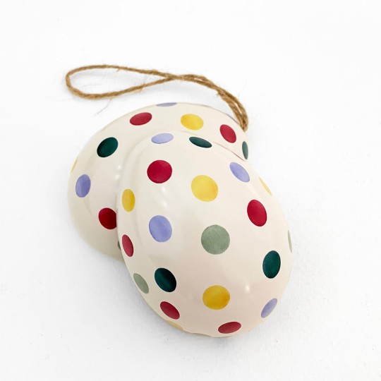 Mixed Polka Dots Metal Easter Egg Tin and Ornament ~ 2-3/4" tall ~ Emma Bridgewater Design