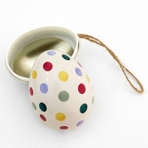 Mixed Polka Dots Metal Easter Egg Tin and Ornament ~ 2-3/4" tall ~ Emma Bridgewater Design