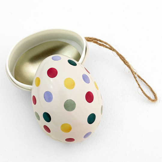 Mixed Polka Dots Metal Easter Egg Tin and Ornament ~ 2-3/4" tall ~ Emma Bridgewater Design