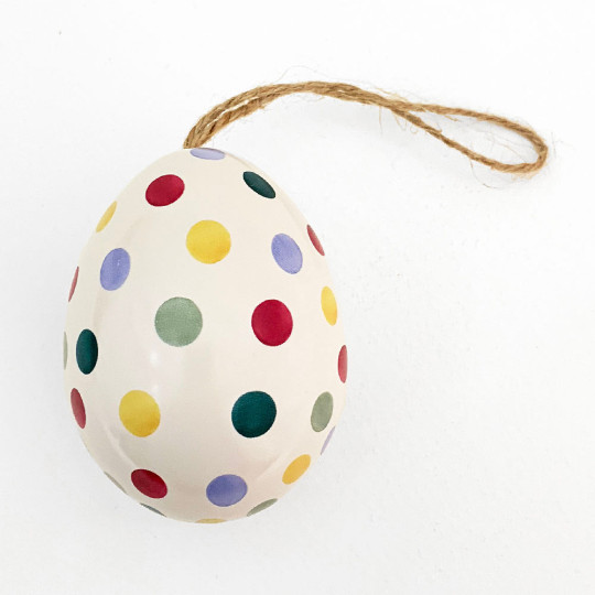 Mixed Polka Dots Metal Easter Egg Tin and Ornament ~ 2-3/4" tall ~ Emma Bridgewater Design