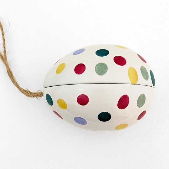 Mixed Polka Dots Metal Easter Egg Tin and Ornament ~ 2-3/4" tall ~ Emma Bridgewater Design