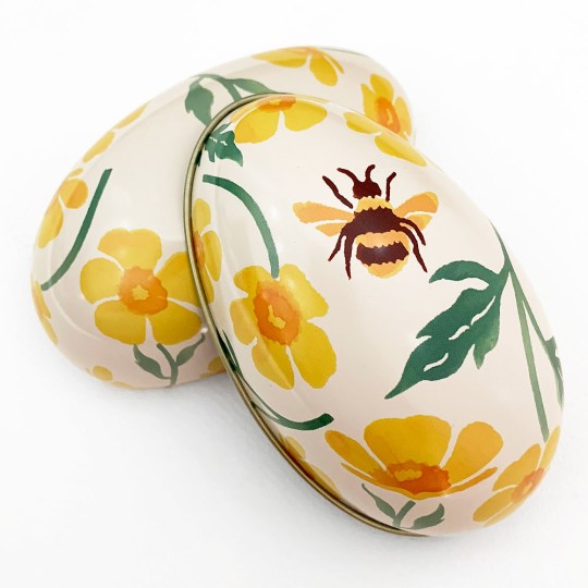 Bee and Flower Metal Easter Egg Tin ~ 4-1/4" tall
