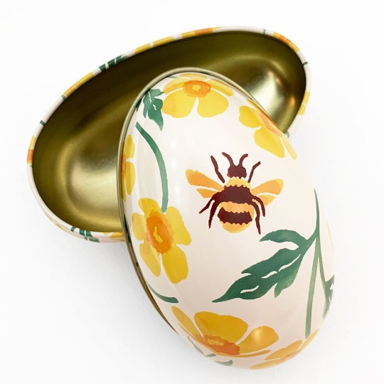 Bee and Flower Metal Easter Egg Tin ~ 4-1/4" tall