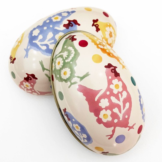 Hen and Flower Metal Easter Egg Tin ~ 4-1/4" tall ~ Emma Bridgewater Design