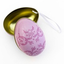 Purple Flourish Two-Tone Metal Easter Egg Ornament Tin ~ 2-1/2" tall