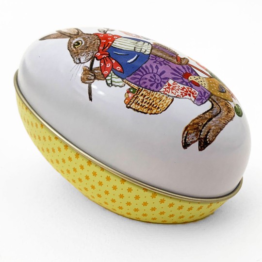 Bunny Delivering Eggs Metal Easter Egg Tin ~ 4-1/4" tall