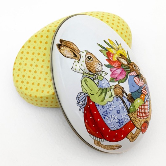 Easter Bunny Metal Gift Tin Mini Easter Egg Alloy Vintage Style Collecting Box 