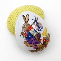 Small Bunny Delivering Eggs Metal Easter Egg Tin ~ 2-3/4" tall