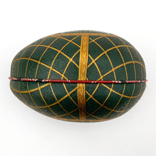 Fancy Green Faberge Egg Metal Easter Tin ~ 4-1/4" tall