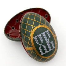 Fancy Green Faberge Egg Metal Easter Tin ~ 4-1/4" tall