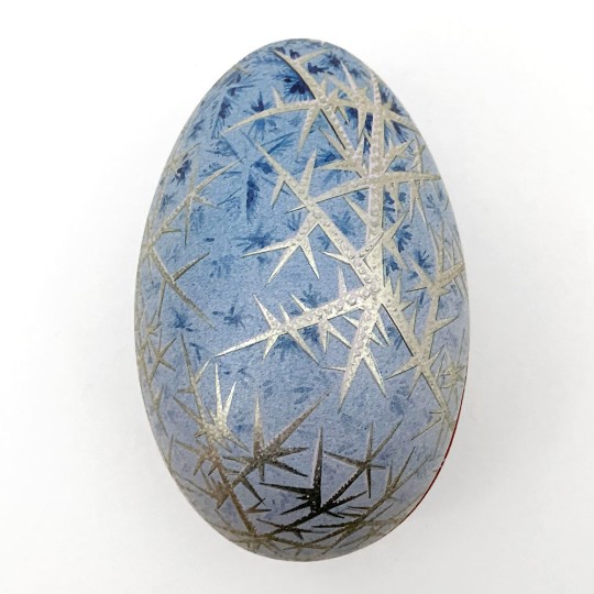 Icy Blue Faberge Egg Metal Easter Tin ~ 4-1/4" tall