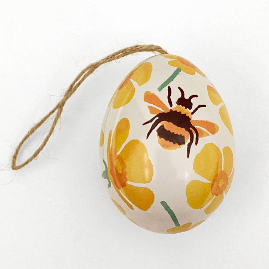 Bee and Flowers Metal Easter Egg Tin and Ornament ~ 2-3/4" tall ~ Emma Bridgewater Design
