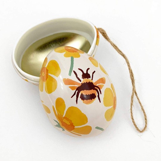 Bee and Flowers Metal Easter Egg Tin and Ornament ~ 2-3/4" tall ~ Emma Bridgewater Design