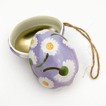 Blue Floral Metal Easter Egg Tin and Ornament ~ 2-3/4" tall ~ Emma Bridgewater Design