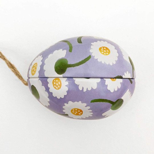 Blue Floral Metal Easter Egg Tin and Ornament ~ 2-3/4" tall ~ Emma Bridgewater Design