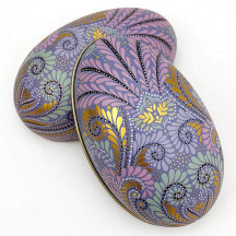 Periwinkle Fancy Metal Easter Egg Tin ~ 4-1/4" tall