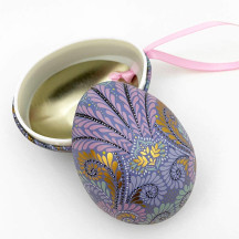 Periwinkle Fancy Metal Easter Egg Tin and Ornament ~ 2-3/4" tall