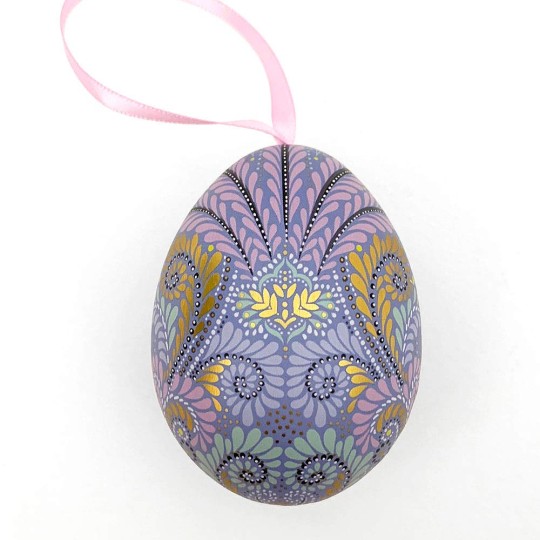 Periwinkle Fancy Metal Easter Egg Tin and Ornament ~ 2-3/4" tall