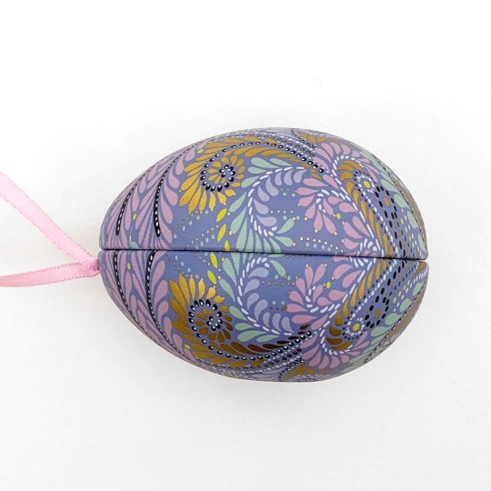 Periwinkle Fancy Metal Easter Egg Tin and Ornament ~ 2-3/4" tall