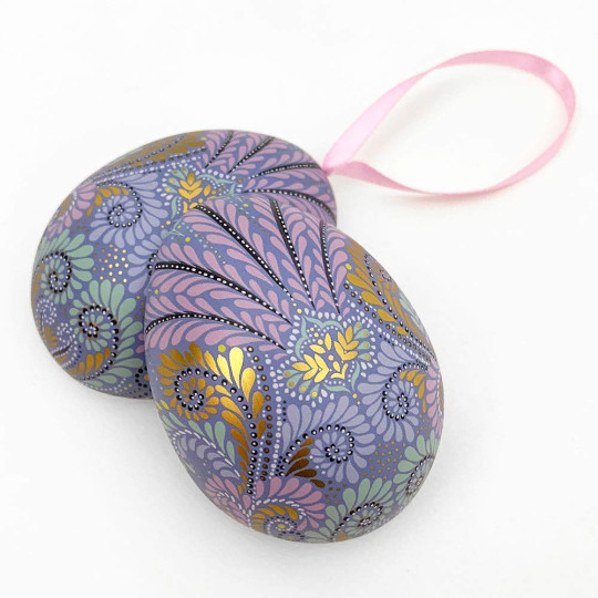 Periwinkle Fancy Metal Easter Egg Tin and Ornament ~ 2-3/4" tall