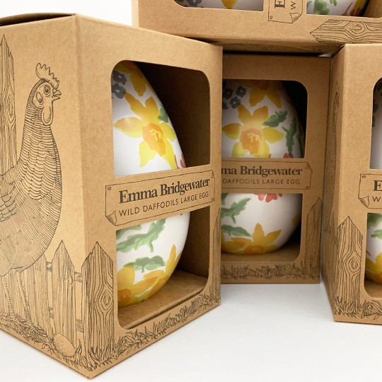 Large Emma Bridgewater Wild Daffodils Metal Easter Egg Tin ~ 6-1/4" tall ~ Gift Boxed