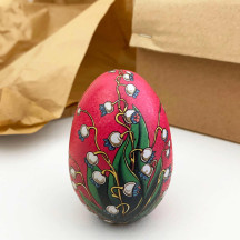 Red Lily of the Valley Faberge Egg Metal Easter Tin ~ 3-1/8" tall