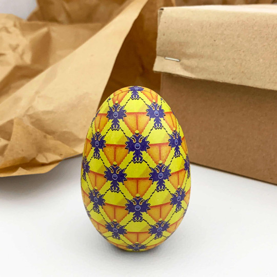 Yellow Griffons Faberge Egg Metal Easter Tin ~ 3-1/8" tall