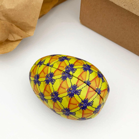 Yellow Griffons Faberge Egg Metal Easter Tin ~ 3-1/8" tall