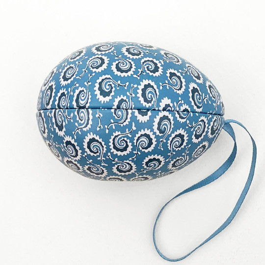 Blue Geo Metal Easter Egg Tin and Ornament ~ 2-3/4" tall ~ Sanderson Design