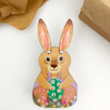 Purple Easter Bunny Tin with Movable Ears ~ 4-3/8" tall
