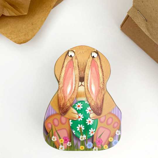 Purple Easter Bunny Tin with Movable Ears ~ 4-3/8" tall