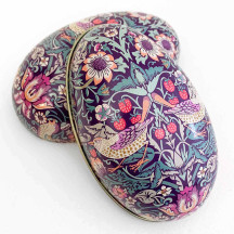 William Morris Strawberry Thief Metal Easter Egg Tin ~ 4-1/4" tall